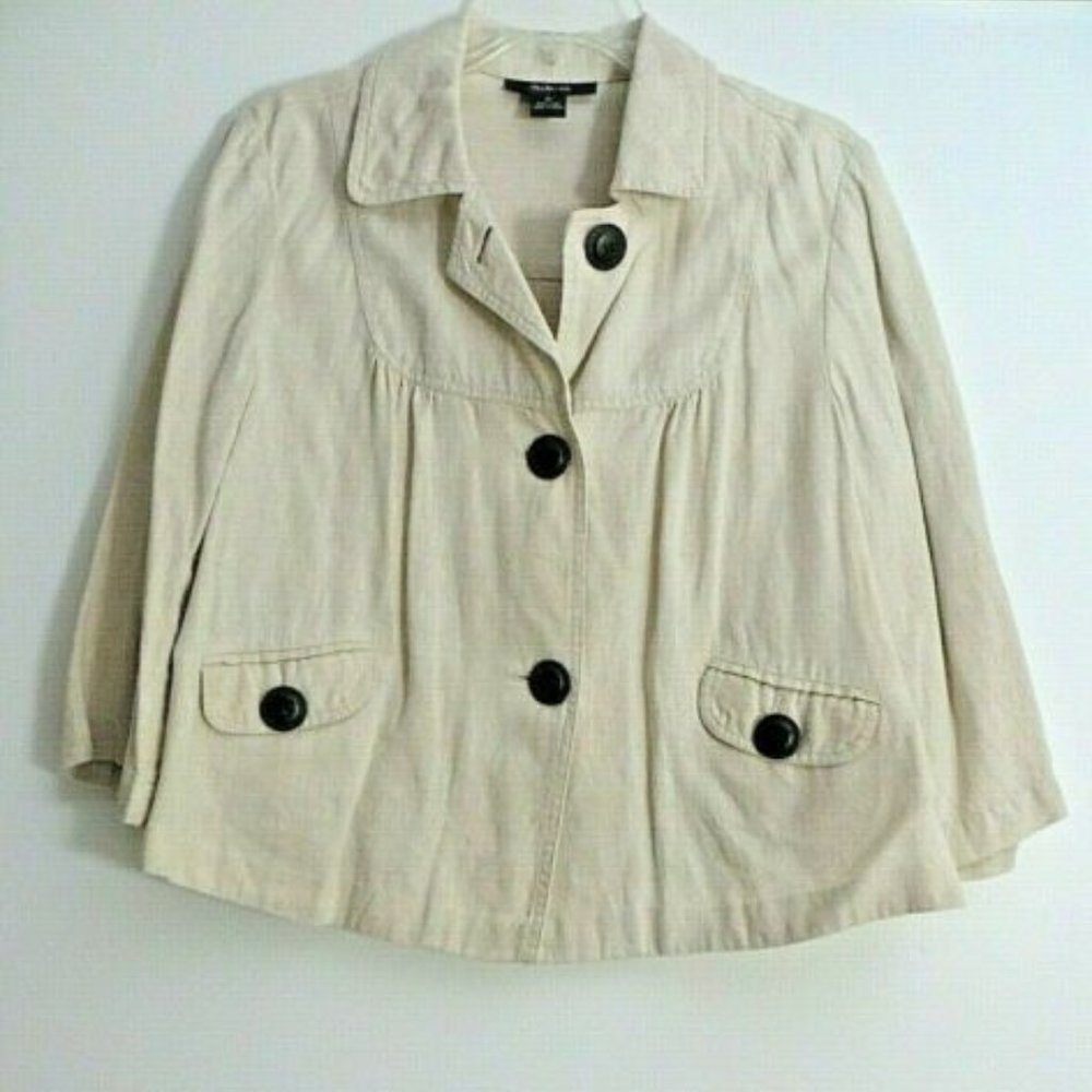 ( FINAL) STYLE & CO. VTG. TAN LINEN JACKET - Picture 2 of 4